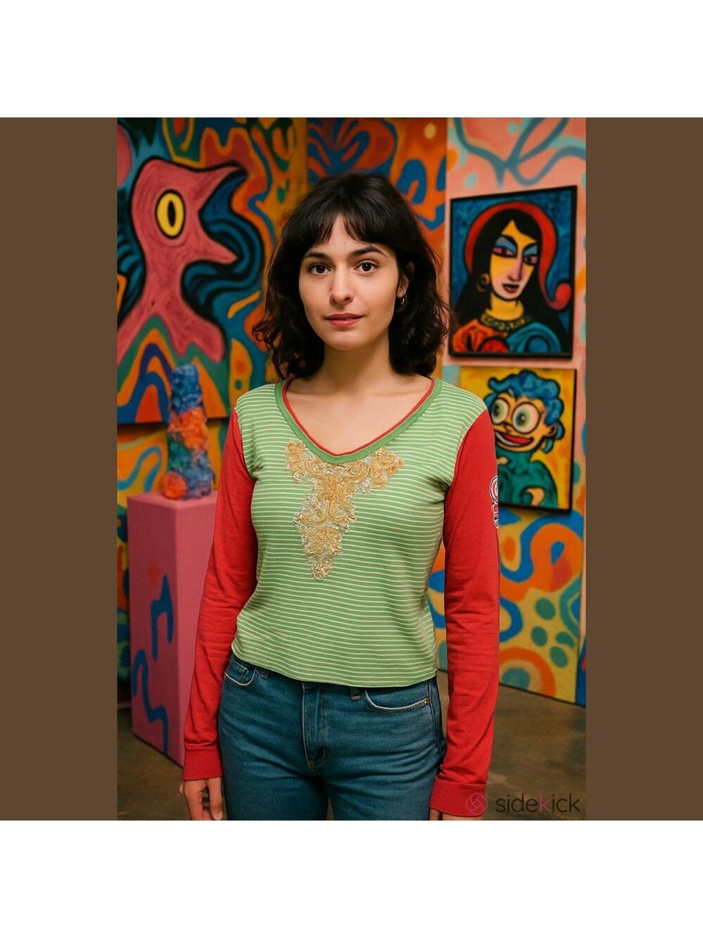 4/$67 Deal! Vintage Gsus Green & Red Embroidered Tee